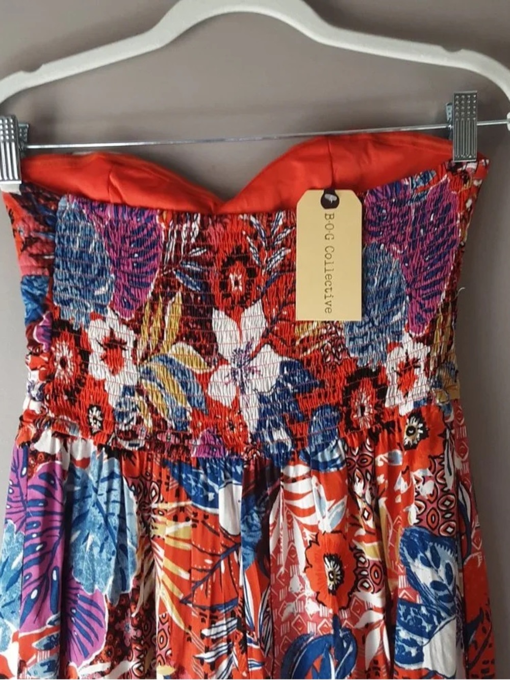 B.O.G Collective Women's Strapless Floral Jumpsuit Romper - Red Multi